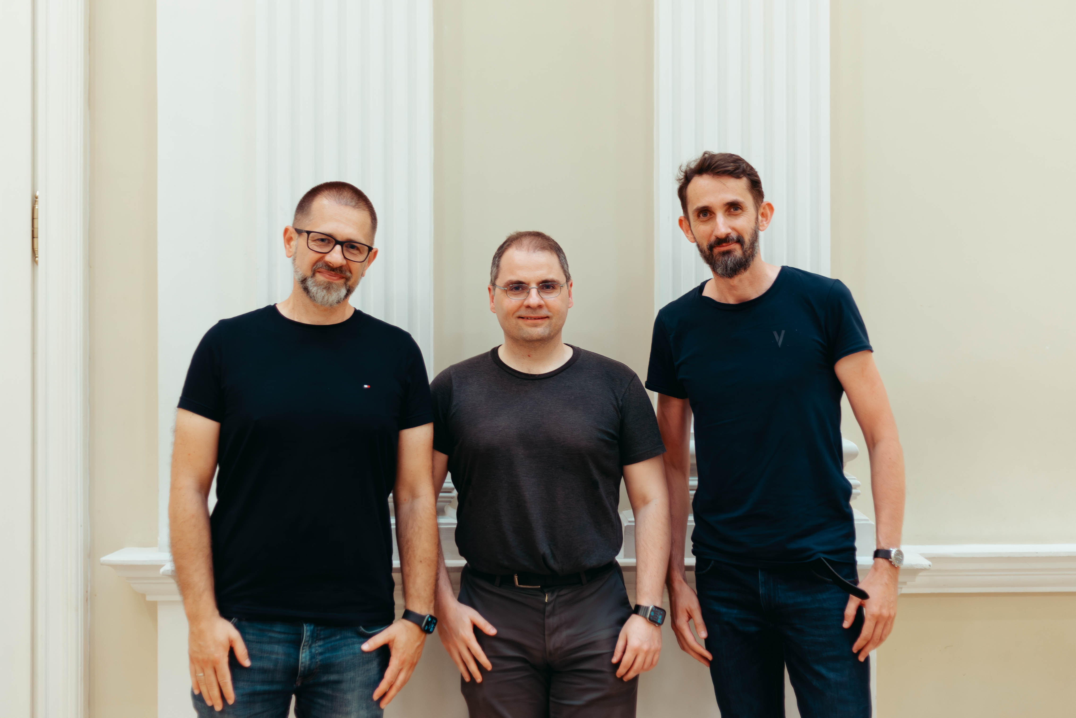 Po nagraniu — Michał Stanisławek, prof. Aleksander Mądry i Karol Stryja